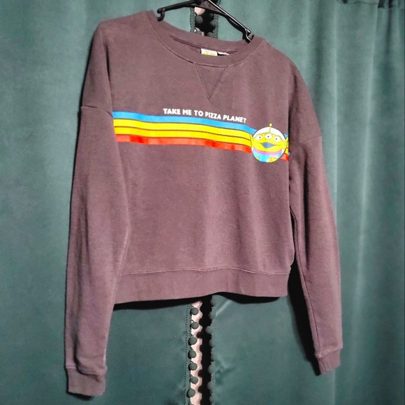 Toy Story Cropped Pizza Planet Crewneck- Fit Size Medium/Large - Picture 2 of 4